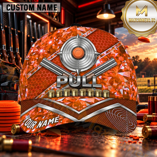 Maxcorners Metallic PULL Shotgun Target Trap Shooting Personalized Name 3D Cap