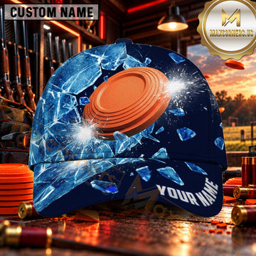 Maxcorners Shattered Glass Clay Target Trap Shooting Personalized Name 3D Cap