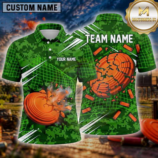 Maxcorners Trap Shooting Shirt Clay Shooting Shattered Target Impact Multiple Options Personalized Name, Team Name 3D Shirt
