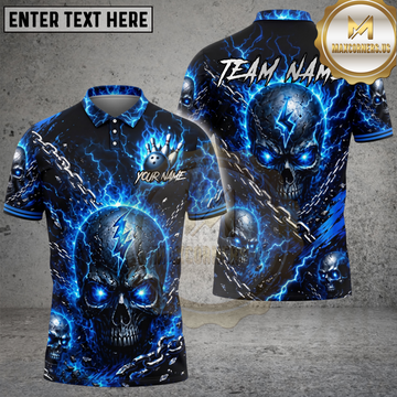 Maxcorners Bowling Electric Skull Storm Multiple Options Personalized Name, Team Name 3D Shirt