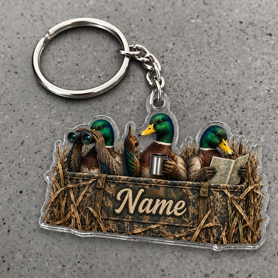 Maxcorners Mallard Duck Hunting Party Marsh Blind Custom Name Trap Hunting Custom Gift 2D Flat Acrylic Ornament, Keychain