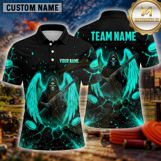 Maxcorners Trap Shooting Shirt Skull Dark Gothic Artwork Multiple Options Personalized Name, Team Name 3D Shirt
