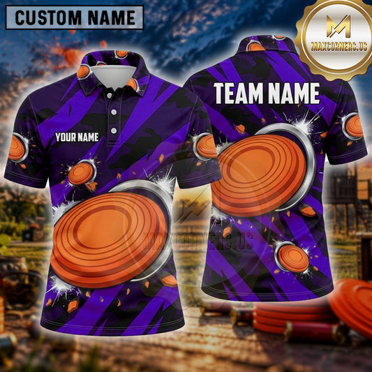Maxcorners Trap Shooting Shirt Clay Disc Burst Multiple Options Personalized Name, Team Name 3D Shirt