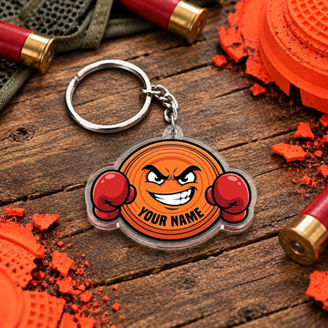 Maxcorners Funny Boxing Gloves Clay Target Trap Shooting Personalized Name Acrylic Keychain