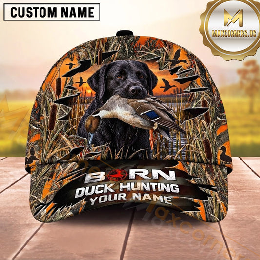 Maxcorners Dog Hunting And Duck Hunting Flying Waterfowl Design Multiple Options Personalized Name 3D Cap