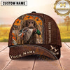 Maxcorners Dog Hunting And Duck Hunting Rustic Leather Woodland Artwork Multiple Options Personalized Name 3D Cap