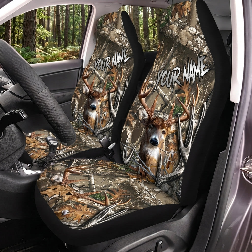 Maxcorners Deer Hunting Rustic Antler Woodland Personalized Name Car Seat Covers