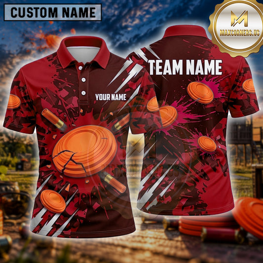 Maxcorners Trap Shooting Shirt Clay Burst Multiple Options Personalized Name, Team Name 3D Shirt