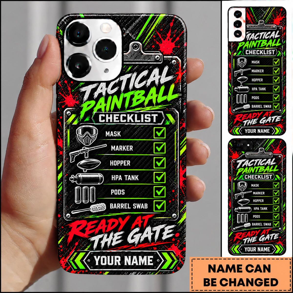 Maxcorners Paintball Tactical Checklist Ready At The Gate Personalized Name 3D Phone Case