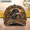 Maxcorners Torn Woodland Camo Sunset Scene Duck Hunting Dog Cap, Multiple Breeds Personalized Name 3D Cap