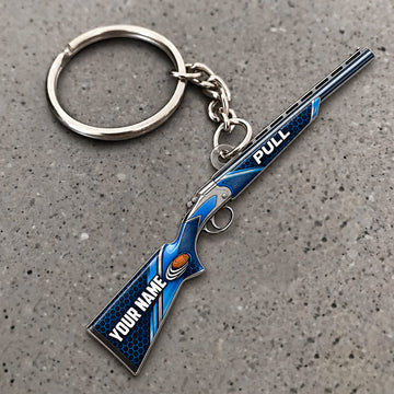 Maxcorners Shotgun Blue Flame Shooting Design Custom Name Trap Shooting Custom Gift 2D Flat Acrylic Ornament, Keychain