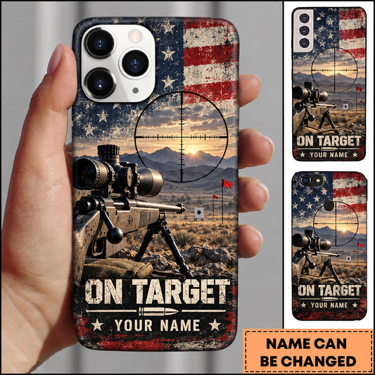 Maxcorners Long Range Shooting On Target American Flag Design Personalized Name 3D Phone Case