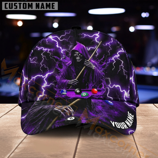 Maxcorners Billiards 8 Ball Purple Lightning Electric Multiple Options Personalized Name 3D Cap