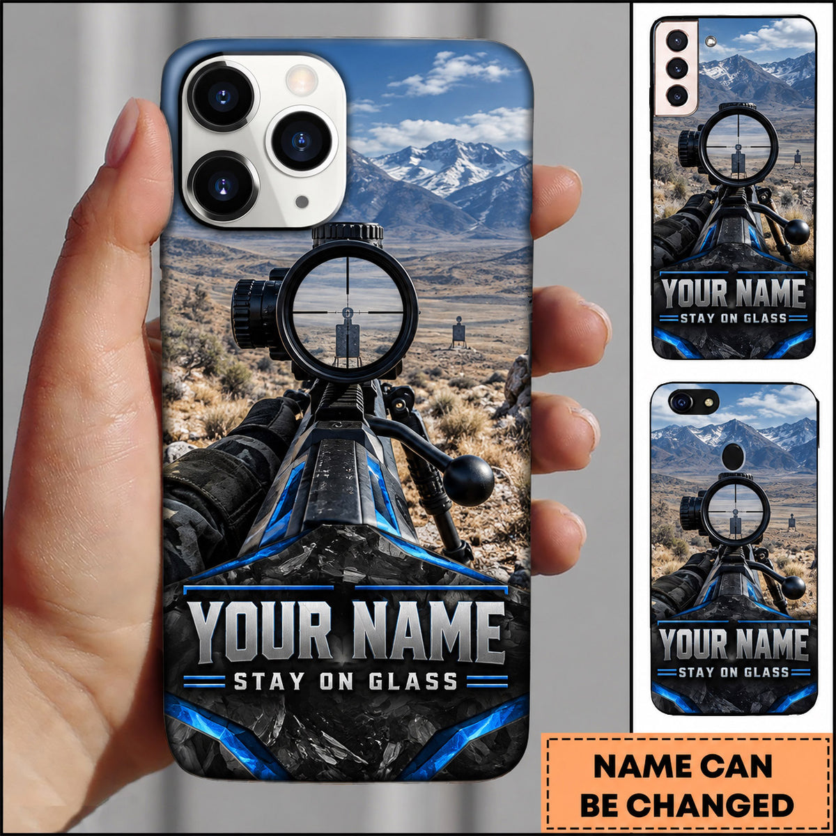 Maxcorners Long Range Shooting Stay On Glass Mountain Target Personalized Name 3D Phone Case