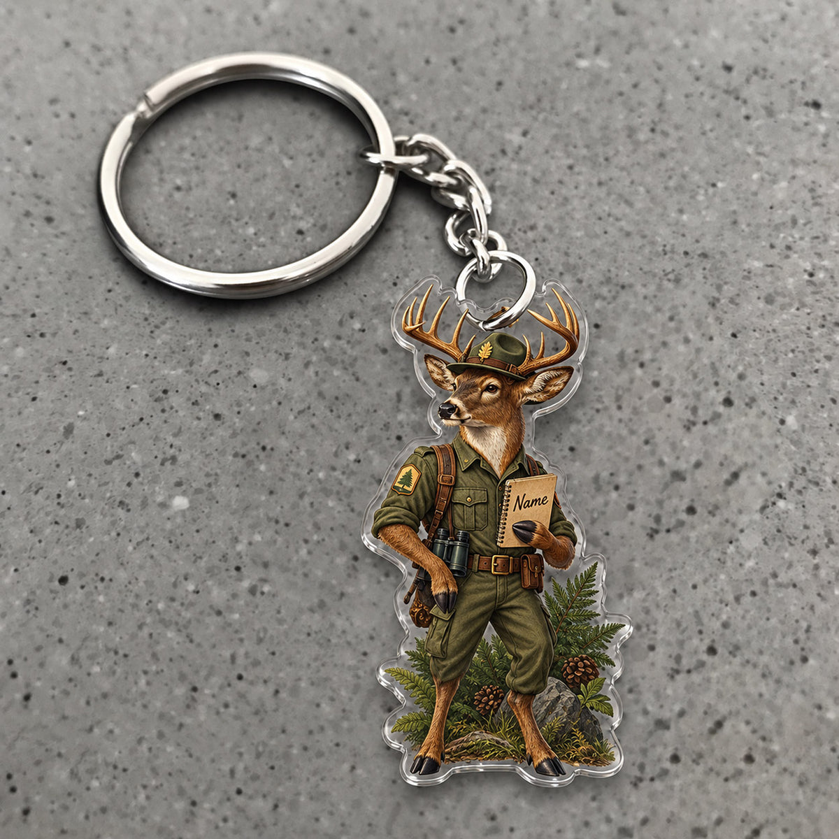 Maxcorners Deer Hunting Explorer Hiking Map Adventure Custom Name Trap Hunting Custom Gift 2D Flat Acrylic Ornament, Keychain