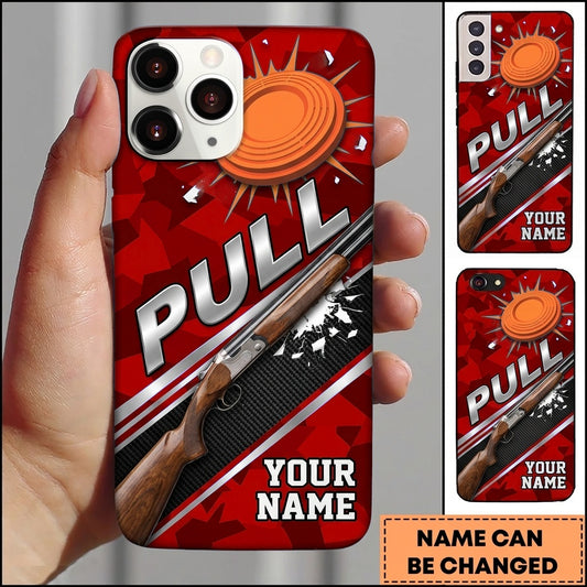 Maxcorners Exploding Clay Target Electric Blue Personalized Name Trap Shooting Phone Case