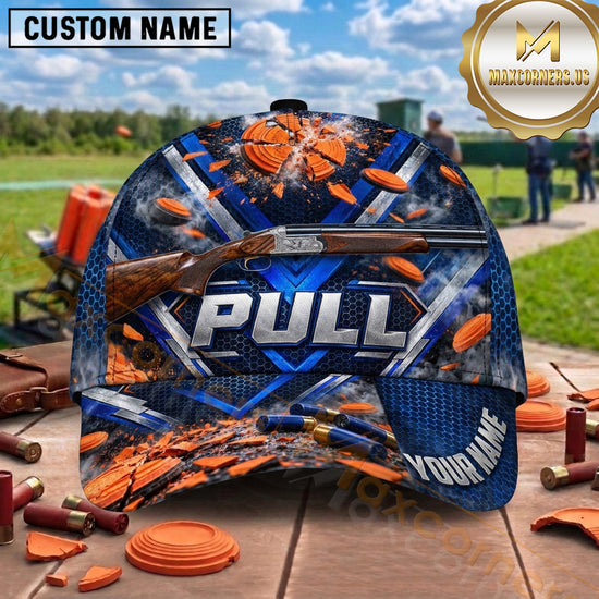 Maxcorners Trap Shooting Shotgun Mountain Lake Clay Targets Pull Graphic Multiple Options Personalized Name 3D Cap