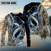 Maxcorners Fishing Hook Water Splash Camouflage Personalized Name 3D Long Sleeve Shirt ( 13 Fish Species)