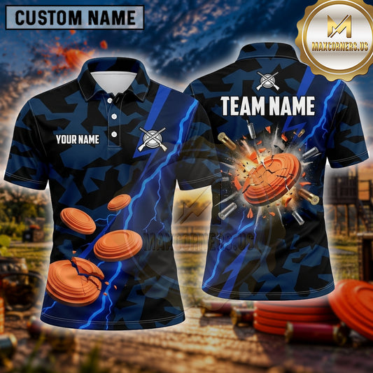 Maxcorners Trap Shooting Shirt Clay Shooting Lightning Strike Multiple Options Personalized Name, Team Name 3D Shirt