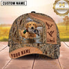 Maxcorners Dog Hunting And Duck Hunting Flying Birds Leather Artwork Multiple Options Personalized Name 3D Cap