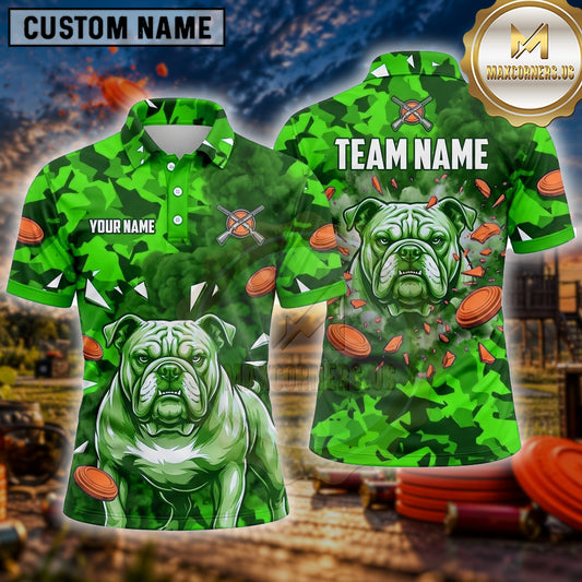 Maxcorners Trap Shooting Shirt Bulldog Portrait Multiple Options Personalized Name, Team Name 3D Shirt