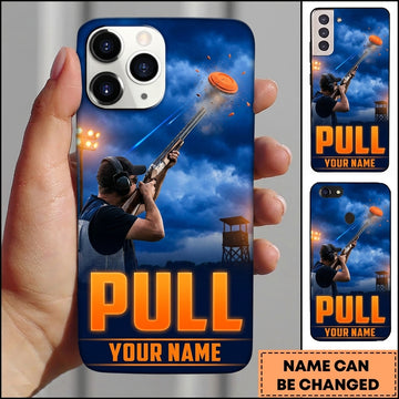 Maxcorners Orange Pull Shooter Pull Clay Target Personalized Name Trap Shooting Phone Case