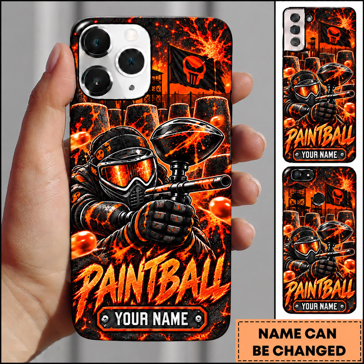 Maxcorners Paintball Armored Player Explosion Personalized Name 3D Phone Case