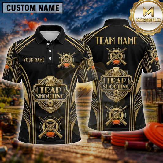 Maxcorners Trap Shooting Shirt Clay Shooting Luxury Emblem Multiple Options Personalized Name, Team Name 3D Shirt