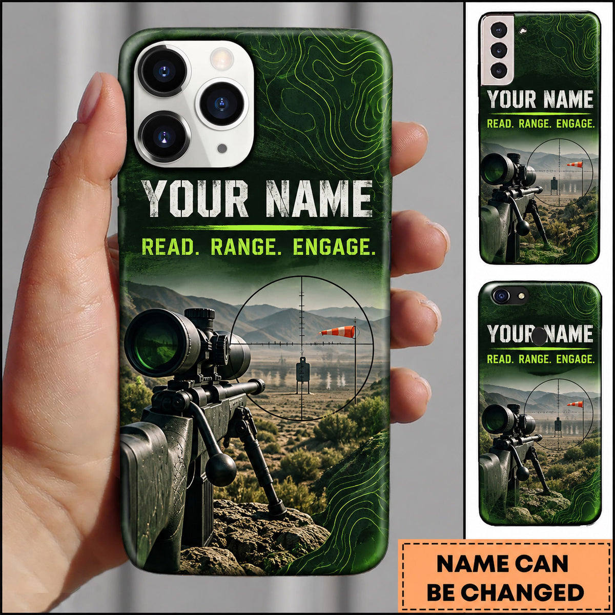 Maxcorners Long Range Shooting Read Range Engage Precision Rifle Personalized Name 3D Phone Case