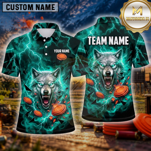 Maxcorners Trap Shooting Shirt Wolf Lightning Fierce Predator Multiple Options Personalized Name, Team Name 3D Shirt