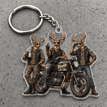 Maxcorners Deer Hunting Biker Crew Motorcycle Adventure Custom Name Trap Hunting Custom Gift 2D Flat Acrylic Ornament, Keychain