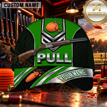 Maxcorners PULL Shotgun Honeycomb Trap Shooting Personalized Name 3D Cap