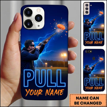 Maxcorners Blue Competition Shooter Pull Clay Target Personalized Name Trap Shooting Phone Case
