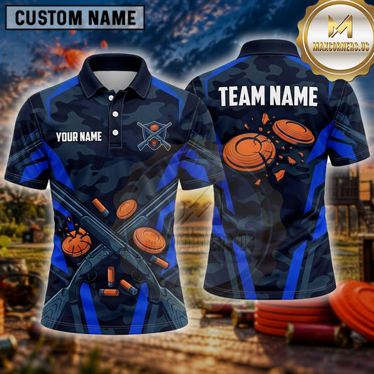 Maxcorners Trap Shooting Shirt Crossed Rifles Multiple Options Personalized Name, Team Name 3D Shirt