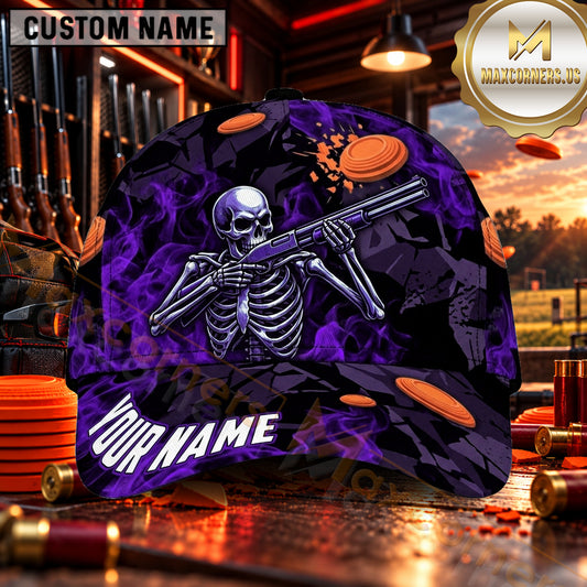 Maxcorners Skeleton Shotgun Shooter Trap Shooting Personalized Name 3D Cap