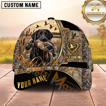 Maxcorners Dog Hunting And Duck Hunting Wildlife Badge Woodland Artwork Multiple Options Personalized Name 3D Cap