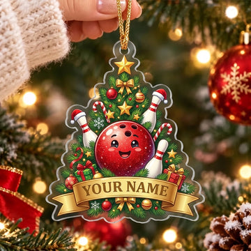 Maxcorners Bowling Bowling Ball Christmas Tree Festive Personalized Name Christmas Ornament