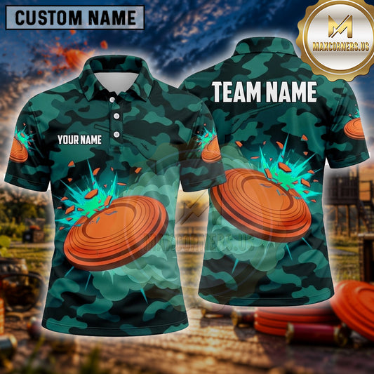 Maxcorners Trap Shooting Shirt Camo Clay Multiple Options Personalized Name, Team Name 3D Shirt