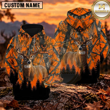 Maxcorners Moose Hunting Blaze Wilderness Personalized Name 3D Hoodie