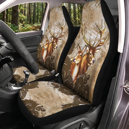Maxcorners Deer Hunting Vintage Forest Art Car Seat Covers