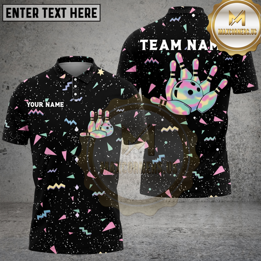 Maxcorners Bowling Retro Geometric Hand and Ball Multiple Options Personalized Name, Team Name 3D Shirt