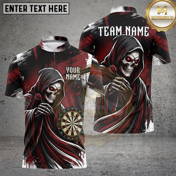 Maxcorners Darts Shirts Grim Reaper Dartboard Hooded Skull Artwork Multiple Options Personalized Name, Team Name 3D Shirt