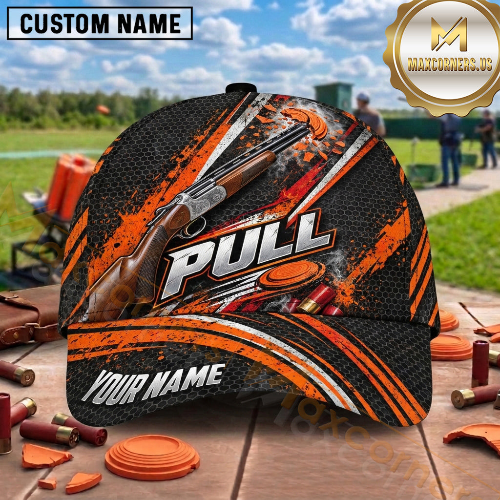 Maxcorners Trap Shooting Shooter Night Range Shotgun Clay Targets Pull Graphic Multiple Options Personalized Name 3D Cap