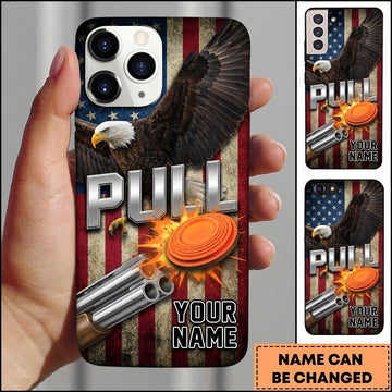 Maxcorners American Eagle Shotgun Pull Clay Target Personalized Name Trap Shooting Phone Case