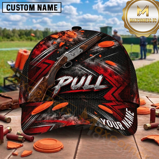 Maxcorners Trap Shooting Shotgun Clay Targets Sport Stripe Pull Graphic Multiple Options Personalized Name 3D Cap