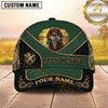 Maxcorners Luxury Forest Green Gold Accent Duck Hunting With Dogs Multi Options Personalized Name 3D Cap
