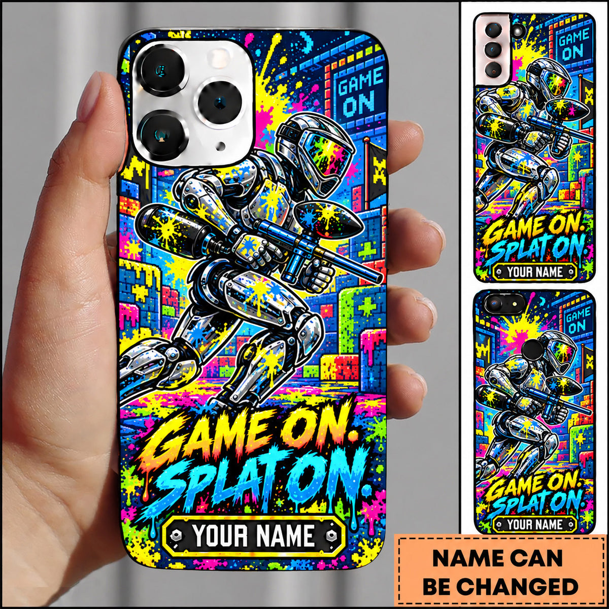 Maxcorners Paintball Game On Splat On Warrior Personalized Name 3D Phone Case