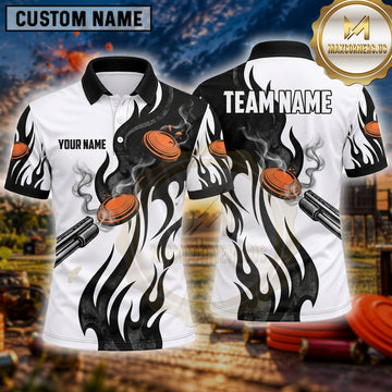 Maxcorners Clay Target Shooting Flame Pattern Multiple Options Personalized Name, Team Name 3D Shirt