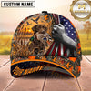 Maxcorners Dog Hunting And Duck Hunting American Flag Woodland Design Multiple Options Personalized Name 3D Cap