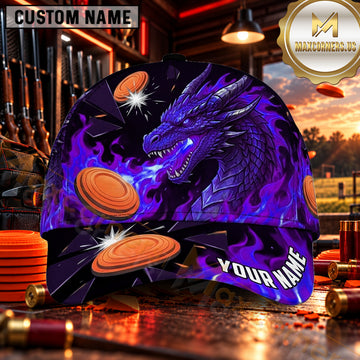 Maxcorners Blue Dragon Shooting Targets Trap Shooting Personalized Name 3D Cap